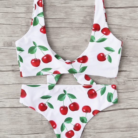 Fruit Print Knot Bikini Set - Picture 2 of 8